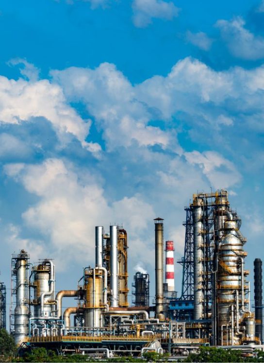 vertical photo of oil refineries